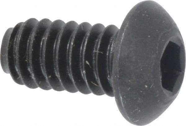 Holo-Krome - 1/4-20 UNC Hex Socket Drive, Button Screw - Alloy Steel, Black Oxide Finish, Fully Threaded, 1/2" Length Under Head - Eagle Tool & Supply