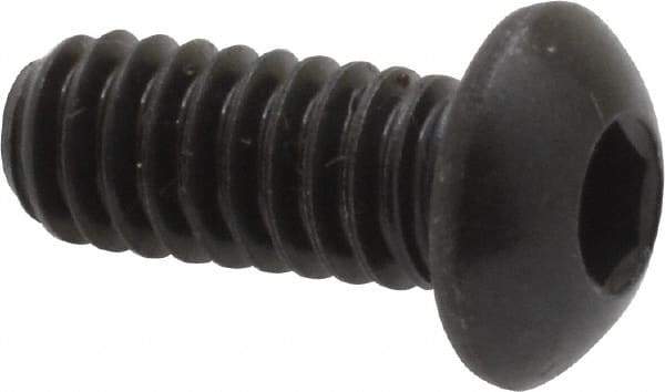 Holo-Krome - 1/4-20 UNC Hex Socket Drive, Button Screw - Alloy Steel, Black Oxide Finish, Fully Threaded, 5/8" Length Under Head - Eagle Tool & Supply