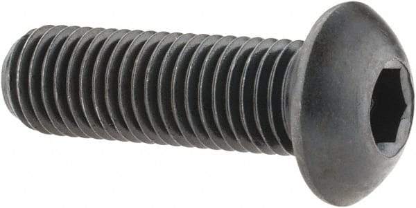 Holo-Krome - 5/16-24 UNF Hex Socket Drive, Button Screw - Alloy Steel, Black Oxide Finish, Fully Threaded, 1" Length Under Head - Eagle Tool & Supply
