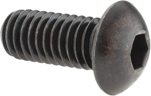 Holo-Krome - 3/8-16 UNC Hex Socket Drive, Button Screw - Alloy Steel, Black Oxide Finish, Fully Threaded, 7/8" Length Under Head - Eagle Tool & Supply