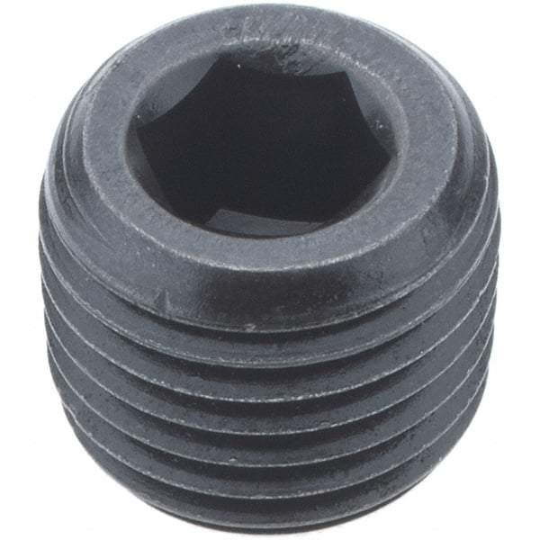 Holo-Krome - 1/4-18, 7/16" OAL, Alloy Steel Socket Pressure Plug - 3/4" Taper per Foot, 1/4" Hex Key - Eagle Tool & Supply