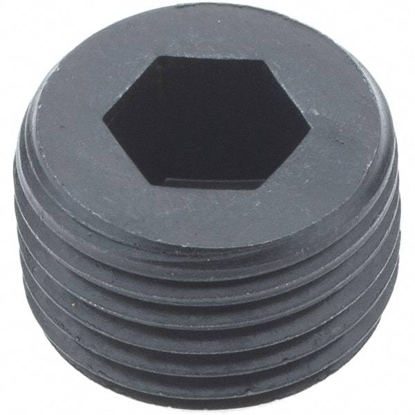 Holo-Krome - 1/2-14, 9/16" OAL, Alloy Steel Socket Pressure Plug - 3/4" Taper per Foot, 3/8" Hex Key - Eagle Tool & Supply