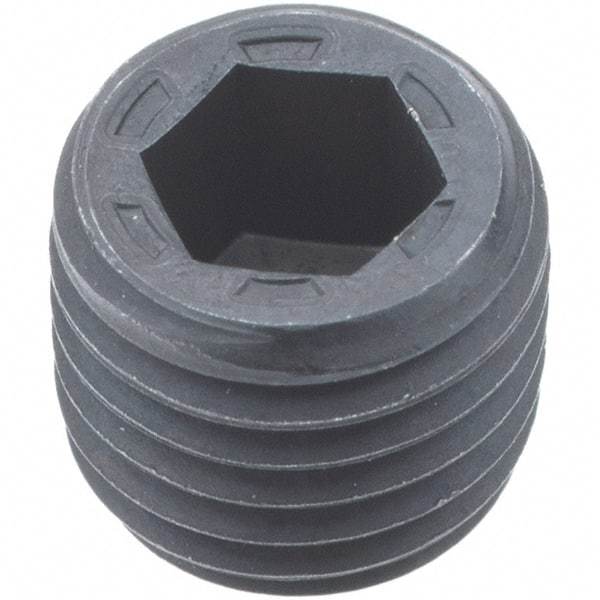 Holo-Krome - 1/16-27, 1/4" OAL, Alloy Steel Socket Pressure Plug - 7/8" Taper per Foot, 5/32" Hex Key - Eagle Tool & Supply