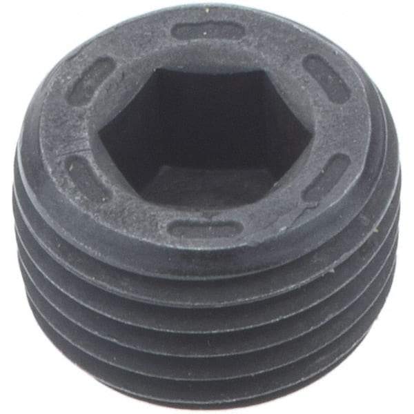 Holo-Krome - 1/8-27, 1/4" OAL, Alloy Steel Socket Pressure Plug - 7/8" Taper per Foot, 3/16" Hex Key - Eagle Tool & Supply