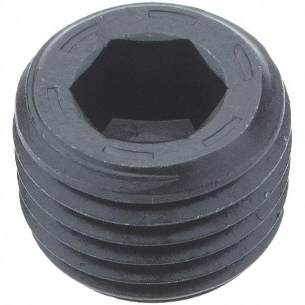 Holo-Krome - 1/4-18, 13/32" OAL, Alloy Steel Socket Pressure Plug - 7/8" Taper per Foot, 1/4" Hex Key - Eagle Tool & Supply