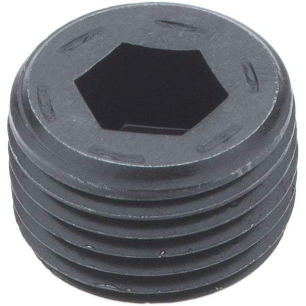 Holo-Krome - 1/2-14, 17/32" OAL, Alloy Steel Socket Pressure Plug - 7/8" Taper per Foot, 3/8" Hex Key - Eagle Tool & Supply