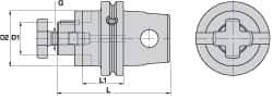 Kennametal - KM63XMZ Modular Connection 16mm Pilot Diam Shell Mill Holder - 63mm Flange to Nose End Projection, 32mm Nose Diam - Exact Industrial Supply