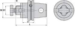 Kennametal - KM63XMZ Modular Connection 22mm Pilot Diam Shell Mill Holder - 28mm Flange to Nose End Projection, 50mm Nose Diam - Exact Industrial Supply