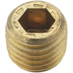 Holo-Krome - 1/16-27, 1/4" OAL, Brass Socket Pressure Plug - 7/8" Taper per Foot, 5/32" Hex Key - Eagle Tool & Supply