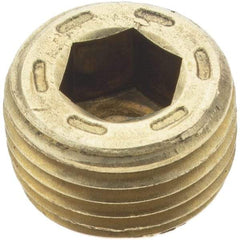 Holo-Krome - 1/8-27, 1/4" OAL, Brass Socket Pressure Plug - 7/8" Taper per Foot, 3/16" Hex Key - Eagle Tool & Supply