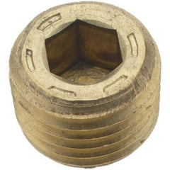 Holo-Krome - 1/4-18, 13/32" OAL, Brass Socket Pressure Plug - 7/8" Taper per Foot, 1/4" Hex Key - Eagle Tool & Supply