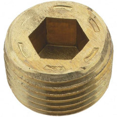 Holo-Krome - 3/8-18, 13/32" OAL, Brass Socket Pressure Plug - 7/8" Taper per Foot, 5/16" Hex Key - Eagle Tool & Supply
