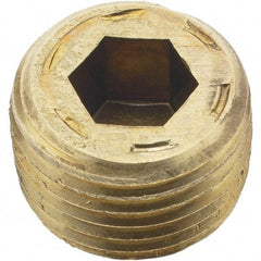 Holo-Krome - 1/2-14, 17/32" OAL, Brass Socket Pressure Plug - 7/8" Taper per Foot, 3/8" Hex Key - Eagle Tool & Supply