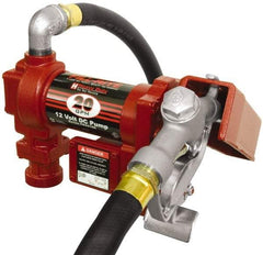 Tuthill - 20 GPM, 1" Hose Diam, DC High Flow Tank Pump with Manual Nozzle - 1" Inlet, 1" Outlet, 12 Volts, 12' Hose Length, 1/4 hp - Eagle Tool & Supply