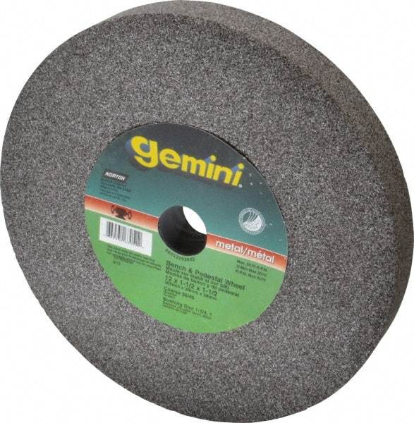 Norton - 36 Grit Aluminum Oxide Bench & Pedestal Grinding Wheel - 12" Diam x 1-1/2" Hole x 1-1/2" Thick, 2070 Max RPM, Very Coarse Grade - Eagle Tool & Supply