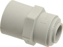 Parker - 1/2" Outside Diam, 1/2 NPTF, Acetal Push-to-Connect Tube Female Connector - 250 Max psi, Tan - Eagle Tool & Supply