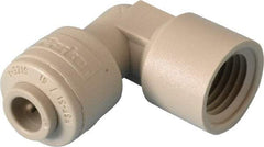 Parker - 1/4" Outside Diam, 1/4 NPTF, Acetal Push-to-Connect Tube Female Elbow - 300 Max psi, Tan - Eagle Tool & Supply