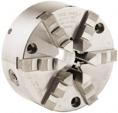 Buck Chuck Company - 6 Jaws, 8" Diam, Self Centering Manual Lathe Chuck - Front Mount, Adjustable, 3,000 Max RPM, 2.37" Through Hole Diam, Forged Steel - Eagle Tool & Supply