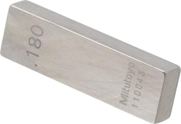 Mitutoyo - 0.18" Rectangular Steel Gage Block - Accuracy Grade 0, Includes Certificate of Inspection - Eagle Tool & Supply