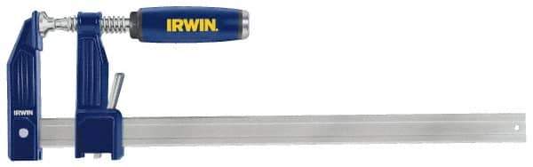 Irwin - 12" Capacity, 3-1/8" Throat Depth Bar Clamp - 1,000 Lb Clamping Pressure, 12" OAL - Eagle Tool & Supply