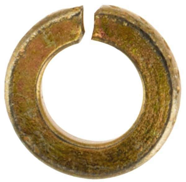 Value Collection - #2, 0.088" ID, 0.02" Thick Split Lock Washer - Grade 2 Spring Steel, Zinc Yellow Dichromate Finish, 0.088" Min ID, 0.094" Max ID, 0.172" Max OD - Eagle Tool & Supply