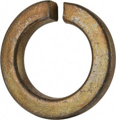 Value Collection - 1-3/8", 1.379" ID, 0.344" Thick Split Lock Washer - Grade 8 Spring Steel, Zinc Yellow Dichromate Finish, 1.379" Min ID, 1.408" Max ID, 2.219" Max OD - Eagle Tool & Supply