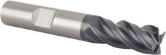 SGS - 3/8", 7/8" LOC, 3/8" Shank Diam, 2-1/2" OAL, 4 Flute, Solid Carbide Square End Mill - Single End, AlTiN Finish, Spiral Flute, Right Hand Cut, Right Hand Flute, Series Z1 - Eagle Tool & Supply