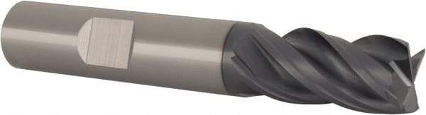 SGS - 1/2", 1" LOC, 1/2" Shank Diam, 3" OAL, 4 Flute, Solid Carbide Square End Mill - Single End, AlTiN Finish, Spiral Flute, Right Hand Cut, Right Hand Flute, Series Z1 - Eagle Tool & Supply