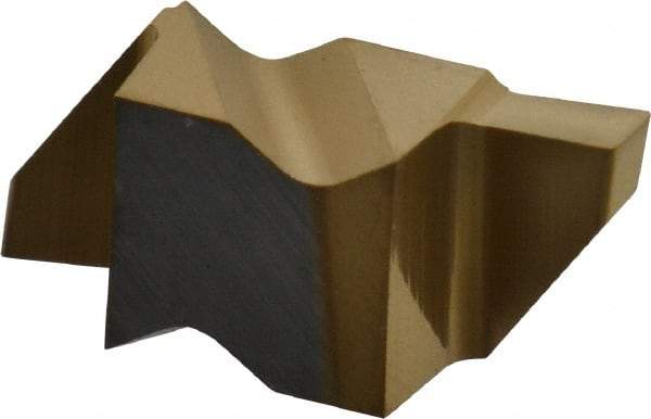 Tool-Flo - 2062FLGP Grade GP3, 1.57mm Cutting Width Carbide Grooving Insert - 2.79mm Max Depth of Cut, Right Hand, 0.005 to 0.01" Corner Radius, TiN Finish - Eagle Tool & Supply