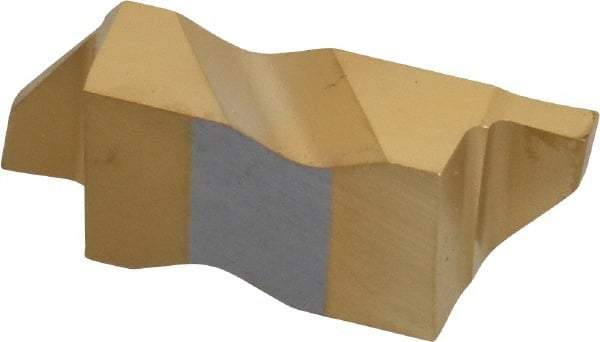 Tool-Flo - 3062FLGP Grade GP3, 1.57mm Cutting Width Carbide Grooving Insert - 3.05mm Max Depth of Cut, Right Hand, 0.005 to 0.01" Corner Radius, TiN Finish - Eagle Tool & Supply