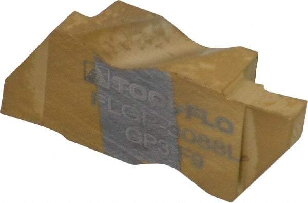 Tool-Flo - 3088FLGP Grade GP3, 2.24mm Cutting Width Carbide Grooving Insert - 4.57mm Max Depth of Cut, Left Hand, 0.005 to 0.01" Corner Radius, TiN Finish - Eagle Tool & Supply