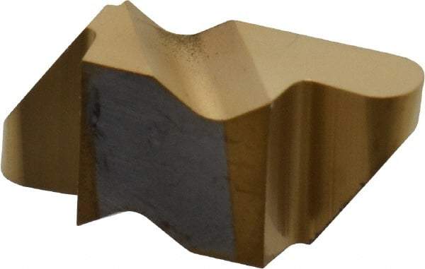 Tool-Flo - 2047FLR Grade GP50, 2.39mm Cutting Width Carbide Grooving Insert - 2.79mm Max Depth of Cut, Right Hand, 3/64" Corner Radius, TiN Finish - Eagle Tool & Supply