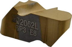 Tool-Flo - 2062FLR Grade GP3, 3.18mm Cutting Width Carbide Grooving Insert - 2.79mm Max Depth of Cut, Left Hand, 1/16" Corner Radius, TiN Finish - Eagle Tool & Supply