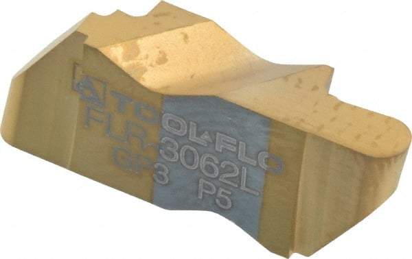 Tool-Flo - 3062FLR Grade GP3, 1/8" Cutting Width Carbide Grooving Insert - 4.57mm Max Depth of Cut, Left Hand, 1/16" Corner Radius, TiN Finish - Eagle Tool & Supply