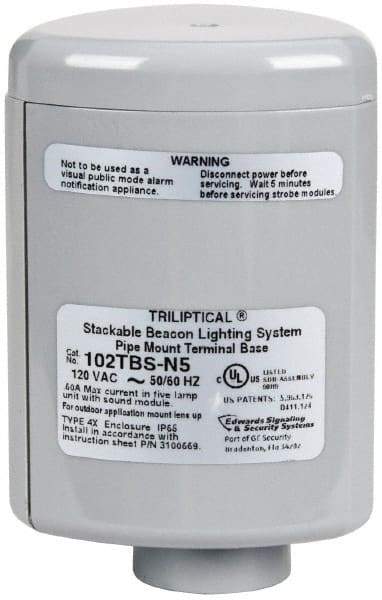 Edwards Signaling - Flashing and Steady, Stackable Tower Light Base Unit - 120 VAC, 0.60 Amp, IP54, IP65 Ingress Rating, 3R, 4X NEMA Rated, Pipe Mount - Eagle Tool & Supply