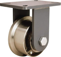 Hamilton - 5" Diam x 2-1/16" Wide x 8" OAH Top Plate Mount Rigid Caster - Forged Steel, 4,200 Lb Capacity, Straight Roller Bearing, 5-1/2 x 7-1/4" Plate - Eagle Tool & Supply