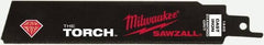 Milwaukee Tool - 6" Long, Steel Reciprocating Saw Blade - Straight Profile, Continuous Edge, Tang Shank - Eagle Tool & Supply