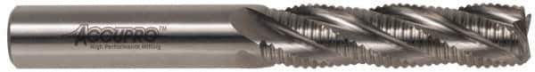 Accupro - 1" Diam, Fine Pitch, 3" LOC, 5 Flute Powdered Metal Corner Chamfer Roughing End Mill - Uncoated, 5-1/2" OAL, 1" Shank Diam, Single End, Centercutting, 30° Helix - Eagle Tool & Supply
