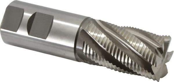 Accupro - 1-1/4" Diam, Fine Pitch, 2" LOC, 6 Flute Powdered Metal Corner Chamfer Roughing End Mill - Uncoated, 4-1/2" OAL, 1-1/4" Shank Diam, Single End, Centercutting, 30° Helix - Eagle Tool & Supply