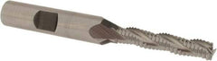 Accupro - 1/4" Diam, Fine Pitch, 1-1/4" LOC, 3 Flute Powdered Metal Corner Chamfer Roughing End Mill - Uncoated, 3-1/16" OAL, 3/8" Shank Diam, Single End, Centercutting, 30° Helix - Eagle Tool & Supply