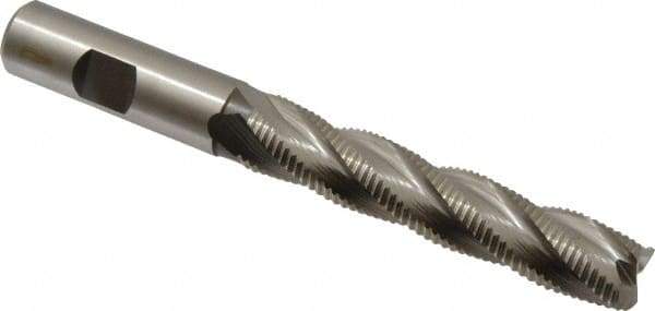 Accupro - 5/8" Diam, Fine Pitch, 3-1/8" LOC, 4 Flute Powdered Metal Corner Chamfer Roughing End Mill - Uncoated, 5-1/4" OAL, 5/8" Shank Diam, Single End, Centercutting, 30° Helix - Eagle Tool & Supply