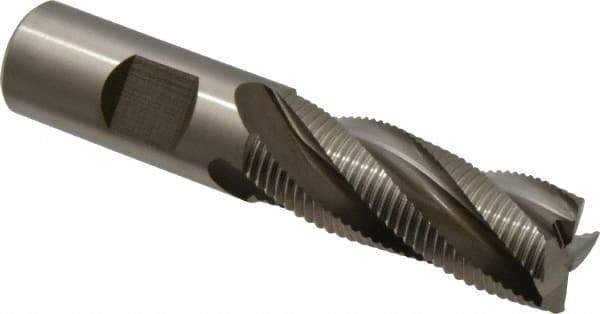 Accupro - 3/4" Diam, Fine Pitch, 2" LOC, 4 Flute Powdered Metal Corner Chamfer Roughing End Mill - Uncoated, 3-3/4" OAL, 3/4" Shank Diam, Single End, Centercutting, 30° Helix - Eagle Tool & Supply