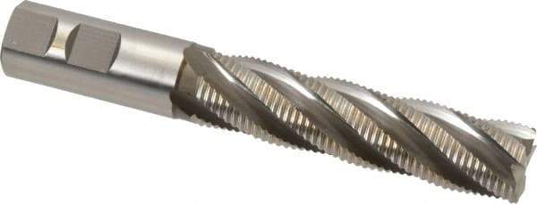 Accupro - 7/8" Diam, Fine Pitch, 3-1/2" LOC, 5 Flute Powdered Metal Corner Chamfer Roughing End Mill - Uncoated, 5-3/4" OAL, 7/8" Shank Diam, Single End, Centercutting, 30° Helix - Eagle Tool & Supply