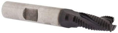 Accupro - 5/16" Diam, Fine Pitch, 3/4" LOC, 3 Flute Powdered Metal Corner Chamfer Roughing End Mill - TiAlN Finish, 2-1/2" OAL, 3/8" Shank Diam, Single End, Centercutting, 30° Helix - Eagle Tool & Supply