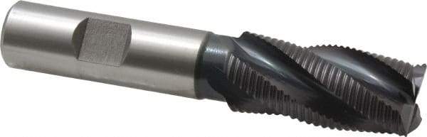 Accupro - 3/4" Diam, Fine Pitch, 1-5/8" LOC, 4 Flute Powdered Metal Corner Chamfer Roughing End Mill - TiAlN Finish, 3-3/4" OAL, 5/8" Shank Diam, Single End, Centercutting, 30° Helix - Eagle Tool & Supply