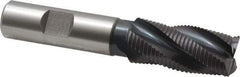 Accupro - 3/4" Diam, Fine Pitch, 1-5/8" LOC, 4 Flute Powdered Metal Corner Chamfer Roughing End Mill - TiAlN Finish, 3-3/4" OAL, 5/8" Shank Diam, Single End, Centercutting, 30° Helix - Eagle Tool & Supply