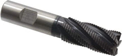 Accupro - 7/8" Diam, Fine Pitch, 1-7/8" LOC, 5 Flute Powdered Metal Corner Chamfer Roughing End Mill - TiAlN Finish, 4-1/8" OAL, 3/4" Shank Diam, Single End, Centercutting, 30° Helix - Eagle Tool & Supply