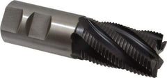 Accupro - 1-1/4" Diam, Fine Pitch, 2" LOC, 6 Flute Powdered Metal Corner Chamfer Roughing End Mill - TiAlN Finish, 4-1/2" OAL, 1-1/4" Shank Diam, Single End, Centercutting, 30° Helix - Eagle Tool & Supply