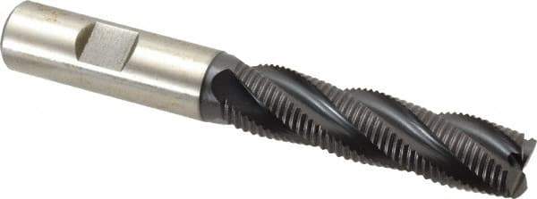 Accupro - 5/8" Diam, Fine Pitch, 2-1/2" LOC, 4 Flute Powdered Metal Corner Chamfer Roughing End Mill - TiAlN Finish, 4-5/8" OAL, 5/8" Shank Diam, Single End, Centercutting, 30° Helix - Eagle Tool & Supply