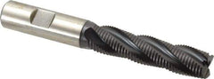 Accupro - 5/8" Diam, Fine Pitch, 2-1/2" LOC, 4 Flute Powdered Metal Corner Chamfer Roughing End Mill - TiAlN Finish, 4-5/8" OAL, 5/8" Shank Diam, Single End, Centercutting, 30° Helix - Eagle Tool & Supply